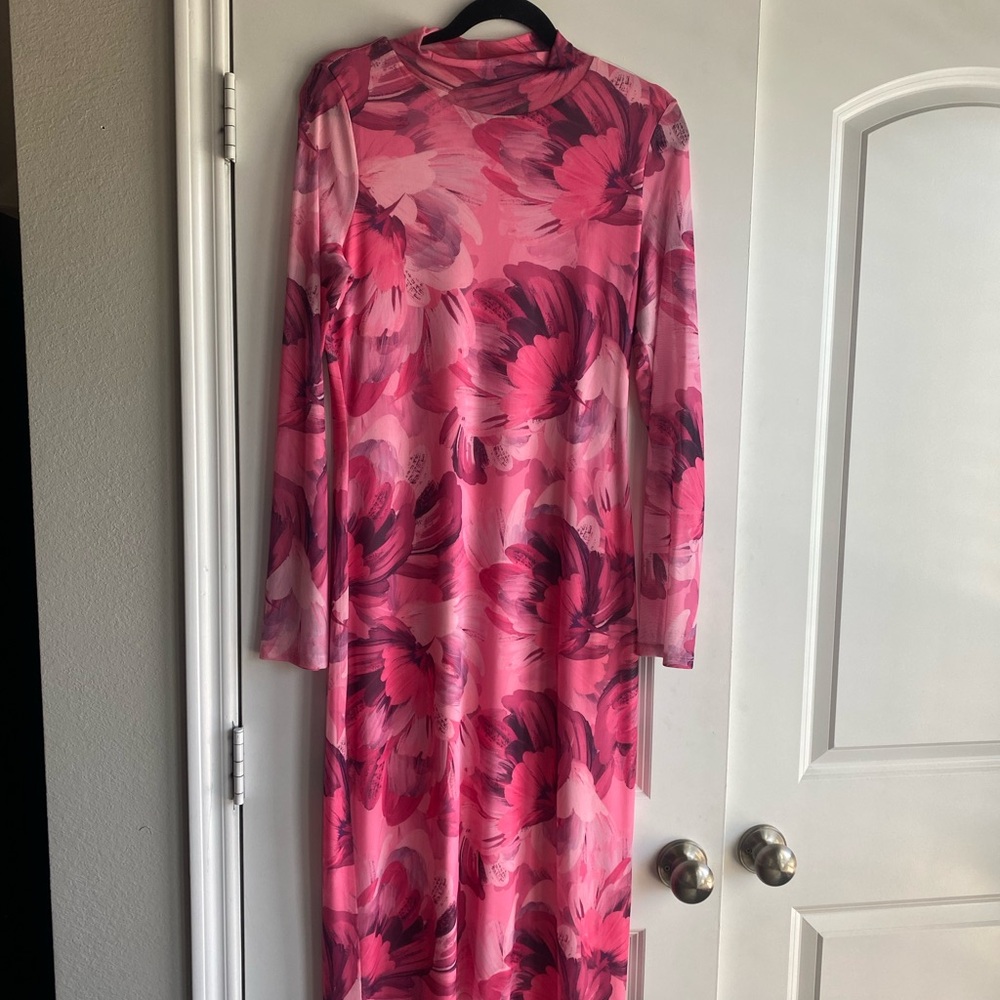 Vestique Vibrant Pink Floral Dress